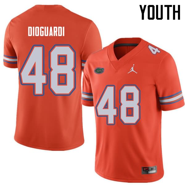 Youth NCAA Florida Gators Brett DioGuardi #48 Stitched Authentic Jordan Brand Orange College Football Jersey YPK0065AA